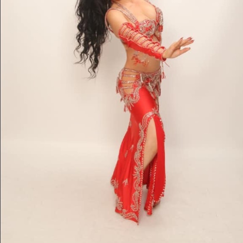 Red Bellydance costume two pieces
